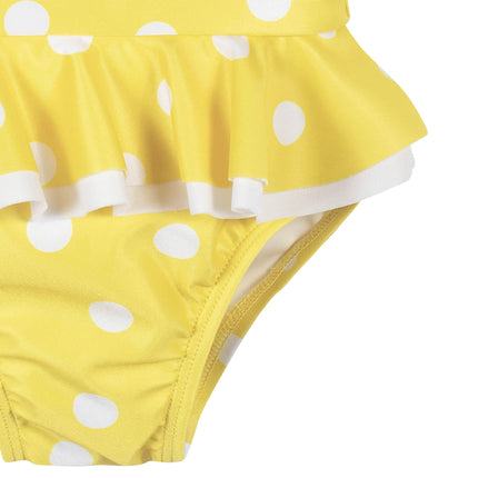 Traje de baño de una pieza Gerber para niñas, amarillo con puntos blancos, 12 meses