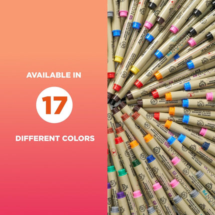 Sakura .25mm Pigma Micron Pens #01, Pack of 6, Black/Red/Blue/Green/Brown and Purple