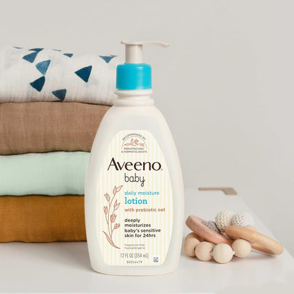Aveeno Baby Daily Moisture Body Lotion, Fragrance-Free, 18 fl oz, 2 Pack