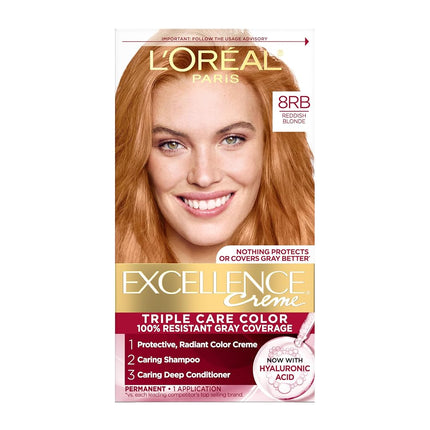 L'Oréal Paris Excellence Créme Permanent Hair Color, 8RB Medium Reddish Blonde