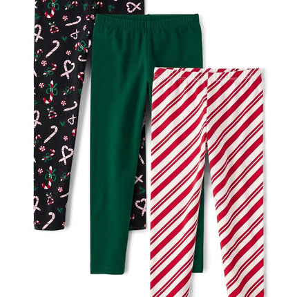 The Children's Place Leggings de moda para niña, paquete de 3 festivo, X-Small