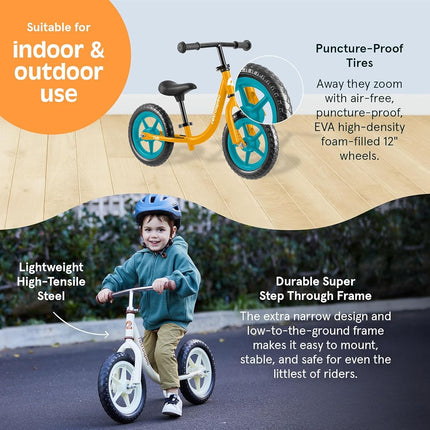 Retrospec Cub 2 Toddler 12" Balance Bike, 18 Months - 3 Years Old, No Pedal Beginner Kids Bicycle for Girls & Boys, Flat-Free Tires, Adjustable Seat, & Durable Frame