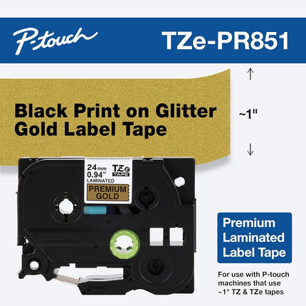 Brother TZe-PR851 Label-Making Tape Black on Gold