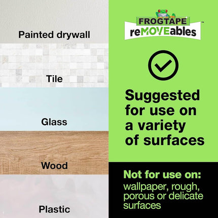 FrogTape reMOVEables Poster Strips, No Damage Hanging Strips, Removable Poster Hangers, Stick On Adhesive Wall Tape Alternative for Pictures, Home, School, Office, White, 16 Pairs (32 Strips)