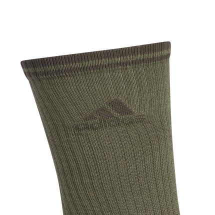 adidas Men's Athletic Cushioned Crew Socks (6 Pairs) Team Socks (Pack of 6), Olive Strata Green/Wonder Beige/White, L