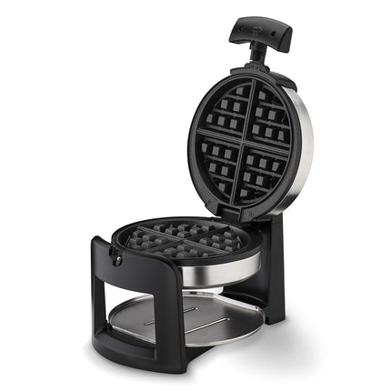 Cuisinart Round Flip Belgian Waffle Maker, Black/Silver, 1 inch thick, WAF-F30NAS