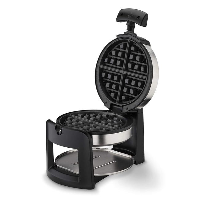 Gaufrier belge rond Cuisinart Flip, Noir/Argent, 2,5 cm d'épaisseur, WAF-F30NAS