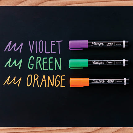 Rotulador de Tiza Borrable en Húmedo Sharpie 3/Paq-Secundario - Verde, Naranja y Violeta