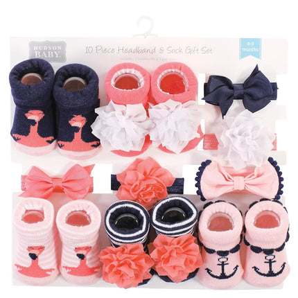 Coffret cadeau bandeau et chaussettes Hudson Baby pour bébés filles, Flamingo, lot de 10 (10 unités)