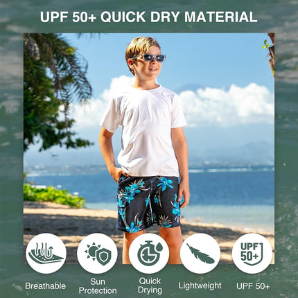 Kanu Surf Garçon Yolo Séchage Rapide Anti-UV UPF 50+ Short de Bain Plage, Oasis Noir, 8
