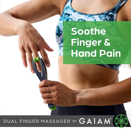 Gaiam Masajeador de dedos Rodillo de masaje de mano de doble cara para la circulación, el estrés, la artritis y el alivio del dolor de manos