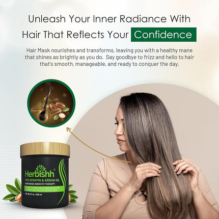 Herbishh Moroccan Argan Keratin Hair Mask for Dry Damaged Hair 800 ml