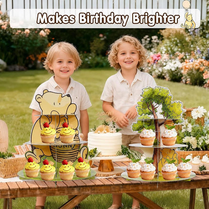 Lopeastar 2Pcs Classic Winnie Bear Baby Shower Birthday Decorations Cupcake Stands