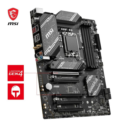 MSI B760 GAMING PLUS WIFI Motherboard, ATX - Supports Intel 14th, 13th & 12th Gen Core Processors, LGA 1700 - DDR5 Memory Boost 6800+MHz/OC, 2 x PCIe 4.0 x16, 2 x M.2 Gen4, 2.5G LAN, Wi-Fi 6E