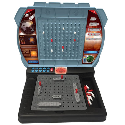 Lexibook Batalla Naval Parlante (francés, inglés, español, portugués), juego de mesa electrónico 1 o 2 jugadores, interactivo, efectos de luz y sonido, estrategia, funciona con pilas, gris/negro, GT2800US