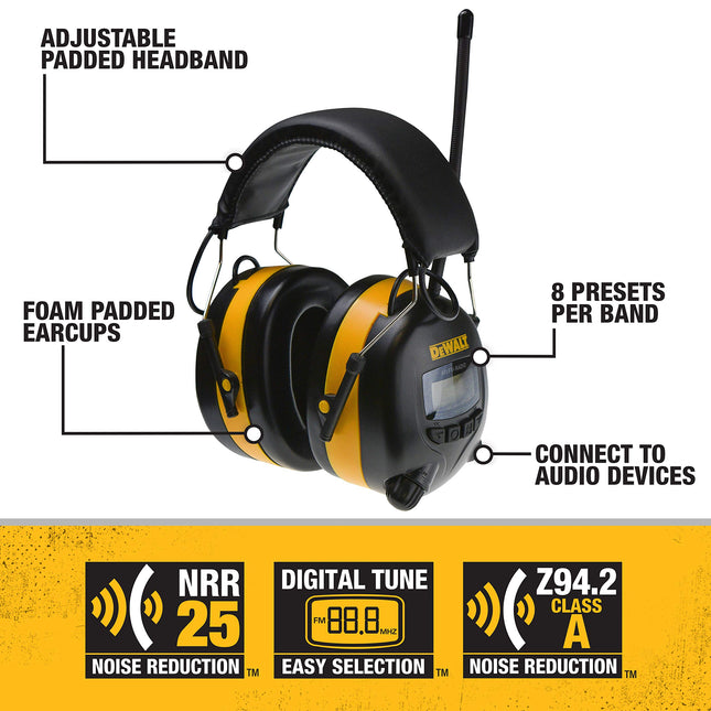 DeWalt DPG15 AM/FM Digital Headphones & Hearing Protector - Quantity 4