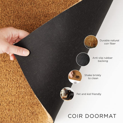 DII Natural Coir Doormat, Fun Greeting Mat, Bee Happy, 18x30