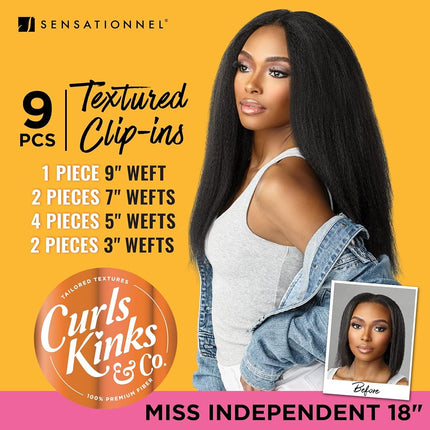 Sensationnel Curls Kinks & Co Synthetic Textured Clip-In - MISS INDEPENDENT 18" (Color:1B Off Black)