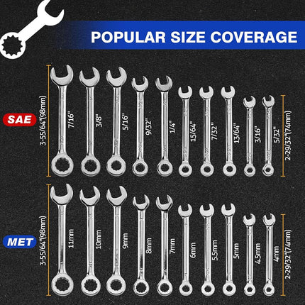SPEEDWOX Mini Wrench Set Metric SAE Ignition Wrench Set Open End and Box End Standard Combination Wrench Spanner for Assembling Furniture Small Equipment Auto