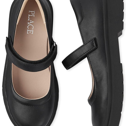 The Children's Place Girls Closed Toe Maryjane Flats, Black, 5 Big Kid