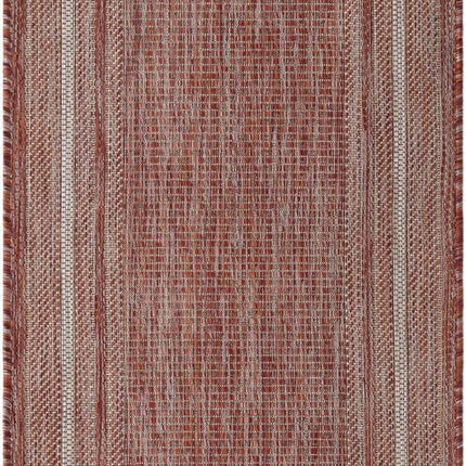Unique Loom Outdoor Border Collection Area Rug - Soft Border (Runner 2' 0" x 8' 0", Rust Red/Ivory)
