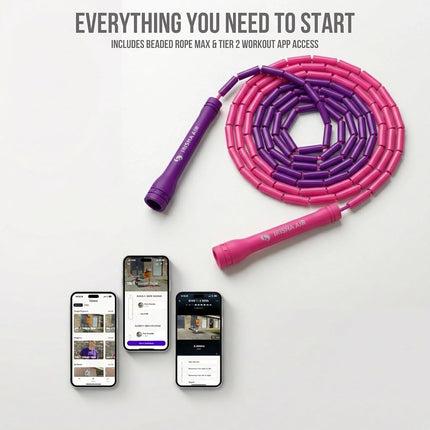 Elevate Rope Beaded Skipping Rope 3M Adjustable Beaded Rope Pink Purple