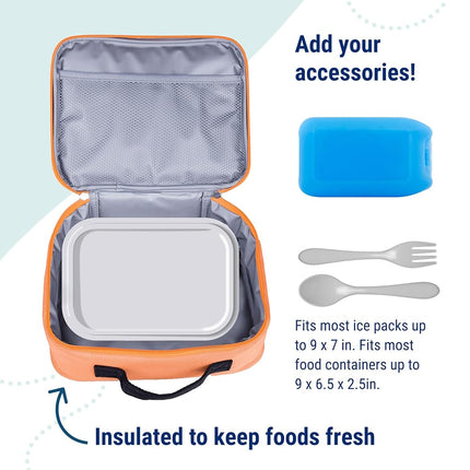 Wildkin Kids Insulated Lunch Box – Durable and Reusable for School & Travel - Bengal Orange