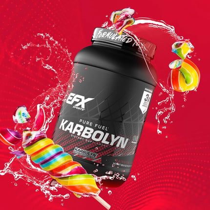 EFX Sports Karbolyn Fuel Complex Carbohydrate Post Workout & Pre Workout Powder Clinically Tested Intense Energy Supplement Shake (Rainbow Candy, 4.4 Pounds)