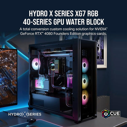 Corsair Hydro X Series XG7 RGB 4080 Founders Edition GPU Water Block � For NVIDIA� GeForce RTX� 4080 FE � CNC Nickel-Platted Copper � 50 Cooling Fins � Included Backplate & ARGB Adapater Cable � Black