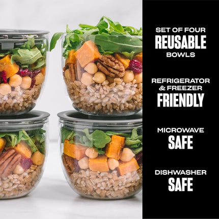 S'well Tritan Prep Bowl Set of 4, 10oz, Makes Meal Prep Easy and Convenient, Leakproof Lids, Microwavable and Dishwasher Safe, BPA Free