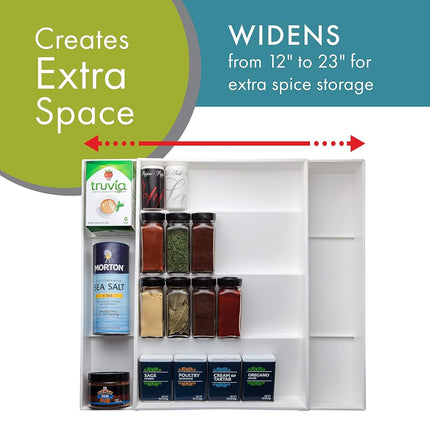 Dial Industries Expandable Kitchen Drawer Spice and Season Jar Organizer Tray
