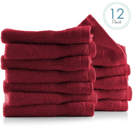 Hearth & Harbor 100% Ring Spun Cotton Washcloths 12 Pack - Washcloth for body and face, High Absorbent and Soft 33x33 cm Body Wash Cloth, Quick Dry - Black Washcloths