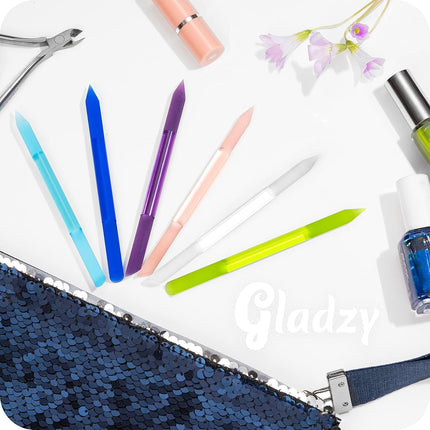 GLADZY Glass Cuticle Pusher by - Manicure Stick, Genuine Czech Quality, Professional Precision Filing Cuticle Remover, Abrasive Surface Never Wears Out