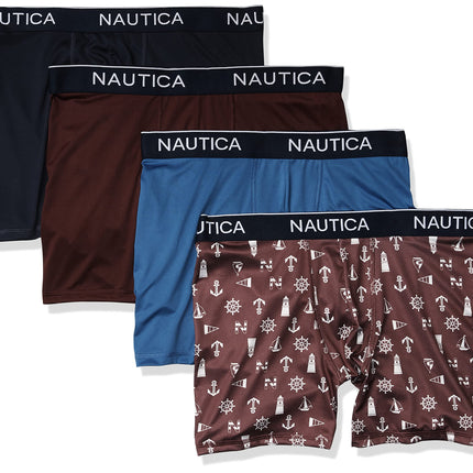 Nautica Men's 4 Pack Micro Boxer Brief, Peacoat/Ro