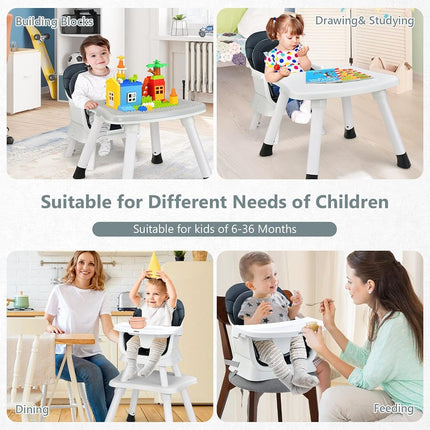 INFANS 8 in 1 Baby High Chair, Convertible Highchair for Babies and Toddlers, Infant Dining Booster Seat, Building Block Table, Kids Stool Table Chair Set with Removable Tray (Black)