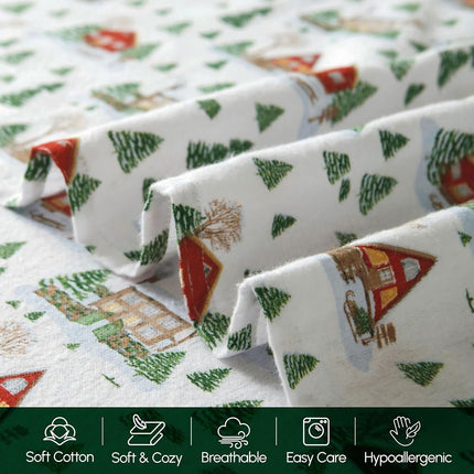 Elegant Comfort Ultra Soft 4-Piece 100% Turkish Cotton Flannel Sheet Set - Holiday Christmas Flannel Sheets, Warm and Cozy Premium Quality, Deep Pocket Fitted Sheet- Full, Cozy Lodge
