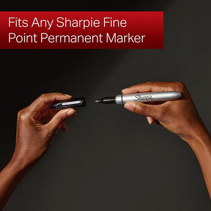 Sharpie Permanent Markers with Stainless Steel Marker Case Fine Point Black 6 Count