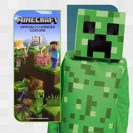 Disguise Kids Mojang Minecraft DISK65642K Classic Creeper Costume, Boys, Green, Medium, M