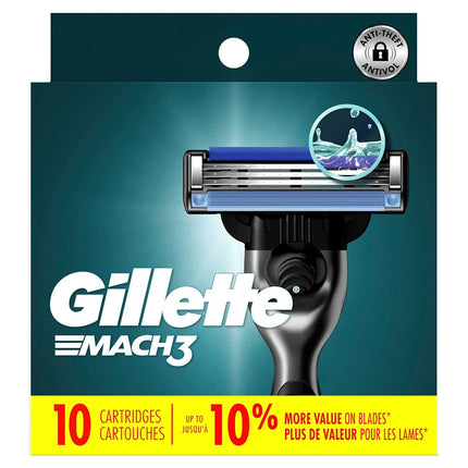 Gillette Mach3 Mens Razor Blade Refills, 10 Count