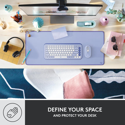 Logitech Desk Mat - Studio Series, Multifunctional Large Desk Pad, Extended Mouse Mat, Office Desk Protector with Anti-Slip Base, Spill-Resistant Durable Design, in Lilac