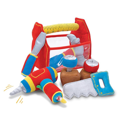 Juguete Melissa & Doug "Caja de herramientas de vaciar y llenar" para niños pequeños con taladro vibratorio (9 piezas)