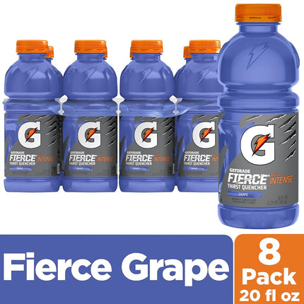 Gatorade Thirst Quencher Sports Drink Bottles - Fierce Grape - 20 oz - Electrolytes for Rehydration (Pack of 12)