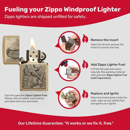 Zippo Adult-Unisex 20854 Brushed Brass Where Eagles Dare Lighter