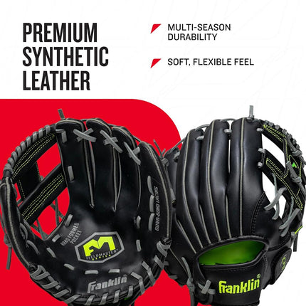 Franklin Sports unisex adult 11" - Web Baseball and Softball Glove Fieldmaster Midnight Youth Baseball Gloves I, Black, 11.0 US