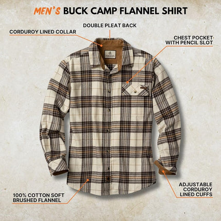 Legendary Whitetails Men's Flannel Shirt Long Sleeve Button Down 100% Cotton, Horned Buck Plaid, XXXXXL Big