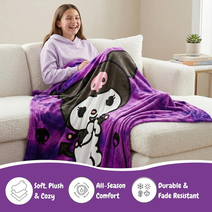Franco Collectibles Kuromi Bedding Super Soft Cozy Throw Blanket, 62" x 90" (Official Licensed Product)