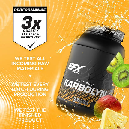 EFX Sports Karbolyn Fuel Complex Carbohydrate Post Workout & Pre Workout Powder Clinically Tested Intense Energy Supplement Shake, Tropical Storm (4 LB 4.8 OZ)