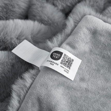 Cozy Bliss Faux Fur Throw Blanket for Couch, Bubble Plush Blanket Twin Size, Fuzzy Soft & Thick Blanket for Bed Sofa Living Room, 152.4 x 203.2cm Grey