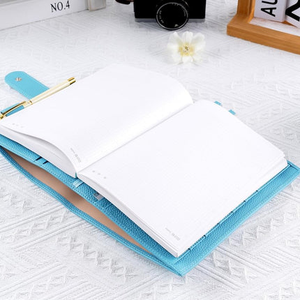 Ox Knight A5 Leather Planner Cover for Hobonichi Cousin, Stalogy, Midori, Leuchtturm1917, and More - with Pen Loop, Card Slots, Back Pocket, and Bookmarks (Light Blue)
