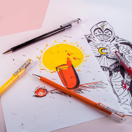 Bolígrafos de gel Pentel Mattehop K110-V7STA, 1,0 mm, trazo grueso, 7 colores surtidos, paquete de 7